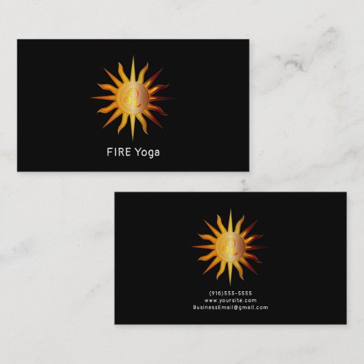 レオサンファイアサイン誕生月赤&金ゴールドファイア 名刺 (正面/裏面)