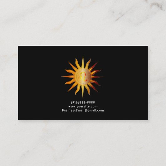 レオサンファイアサイン誕生月赤&金ゴールドファイア 名刺 (裏面)