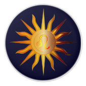 レオサンファイアサイン誕生月赤&金ゴールド セラミックノブ (正面)