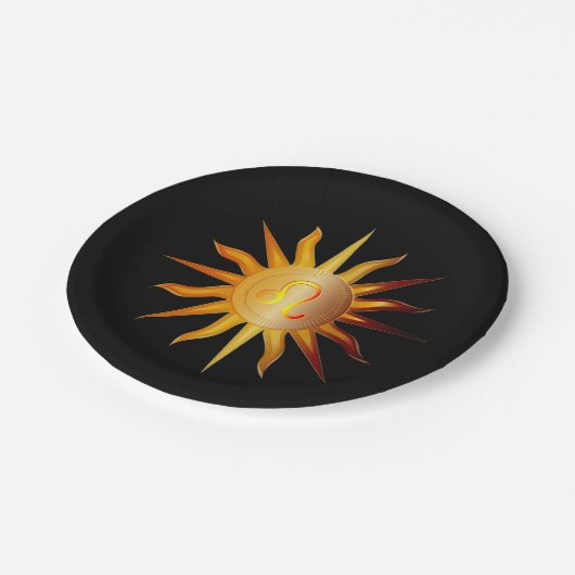 レオサンファイアサイン誕生月赤&金ゴールド ペーパープレート (アングル)