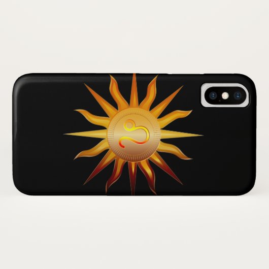 レオサンファイアサイン誕生月赤&金ゴールド Case-Mate iPhoneケース (裏面(横))