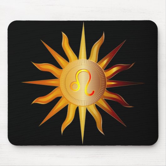 レオサンファイアサイン誕生月黒赤&金ゴールド マウスパッド (正面)