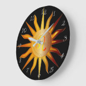 レオサンファイアサイン誕生月黒赤&金ゴールド ラージ壁時計 (傾斜)