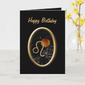 レオサンライオン〔占星術の〕十二宮図誕生日グリーティングカード カード (黄色い花)