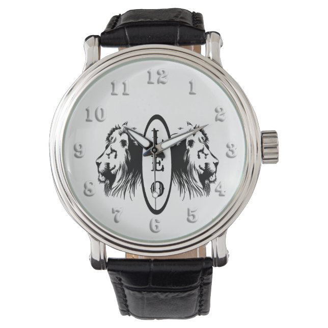 レオザライオンブックエンド〔占星術の〕十二宮図 腕時計 (正面)