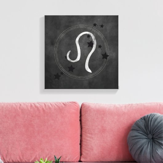 レオザライオンブラック&シルバー星座〔占星術の〕十二宮図 キャンバスプリント (インサイチュ (リビング))