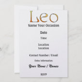 レオザライオン誕生日- SRF 招待状 (裏面)