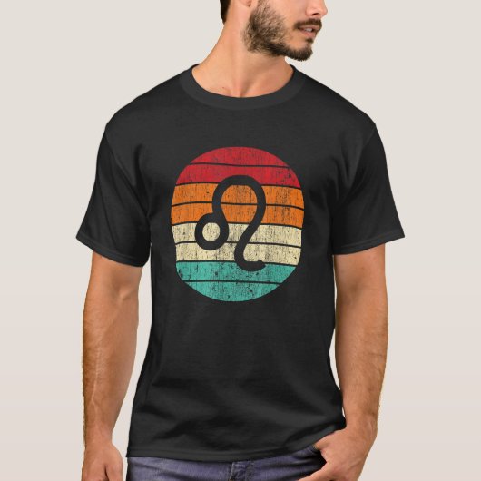 レオスターサインヴィンテージサンサークル動揺して〔占星術の〕十二宮図 Tシャツ (正面)