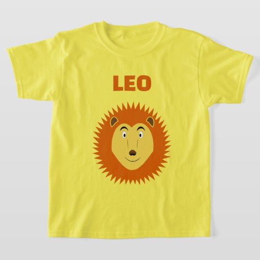 レオスターサイン ライオン 誕生日 名前入りカスタム Tシャツ (レイダウン)