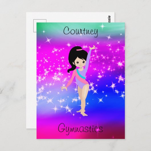 レオタードで女子体操スパークル体操選手 ポストカード (正面/裏面)