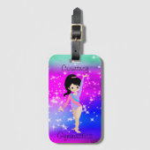 レオタードで女子体操スパークル体操選手 ラゲッジタグ (正面縦)