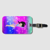 レオタードで女子体操スパークル体操選手 ラゲッジタグ (正面横)