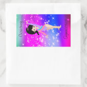 レオタードで女子体操スパークル体操選手 長方形シール (バッグ)