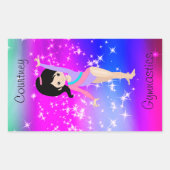 レオタードで女子体操スパークル体操選手 長方形シール (正面)