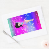 レオタードで女子体操スパークル体操選手 長方形シール (封筒)