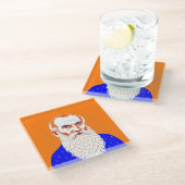 レオトルストイポートレート – グラフィックイラストレーション ガラスコースター (アングル)