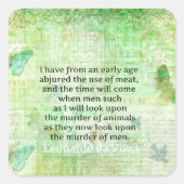 レオナルドダヴィンチアニマルライツ引用文ビーガン スクエアシール (正面)