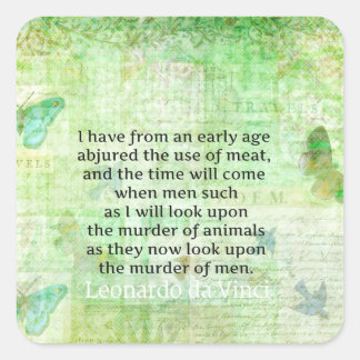 レオナルドダヴィンチアニマルライツ引用文ビーガン スクエアシール