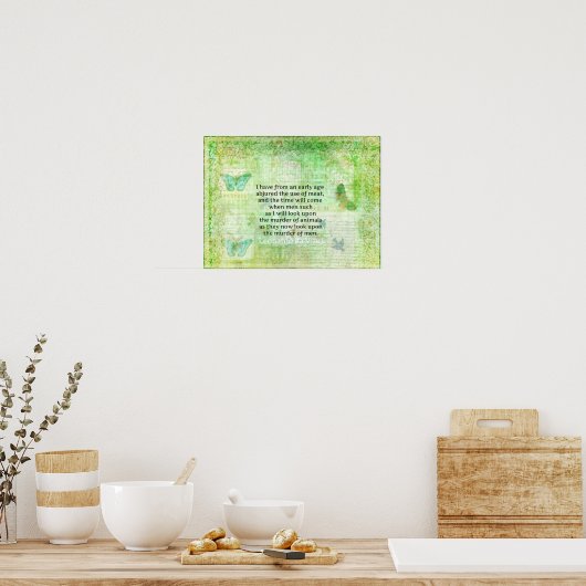 レオナルドダヴィンチアニマルライツ引用文ビーガン ポスター (キッチン)
