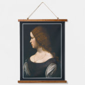レオナルドダヴィンチポートレートヤングレディーフェイスアート 吊り下げ型タペストリー (正面)