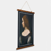 レオナルドダヴィンチポートレートヤングレディーフェイスアート 吊り下げ型タペストリー (傾斜あり)