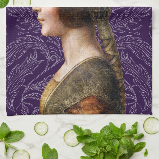 レオナルドダヴィンチポートレートラベラプリンシペッサ キッチンタオル (折り畳み)