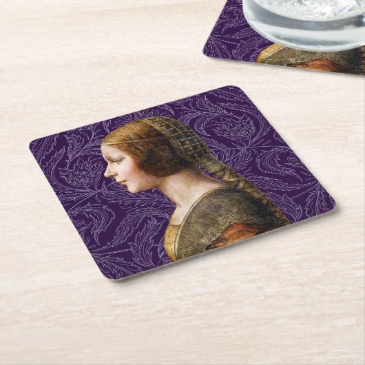 レオナルドダヴィンチポートレートラベラプリンシペッサ スクエアペーパーコースター (アングル)