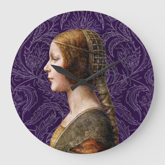 レオナルドダヴィンチポートレートラベラプリンシペッサ ラージ壁時計 (正面)