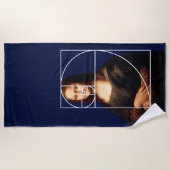 レオナルドダヴィンチモナリサフィボナッチ配列 ビーチタオル (正面)