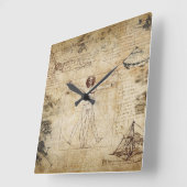 レオナルドダヴィンチヴィトルヴィアンマン スクエア壁時計 (傾斜)