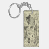 レオナルドダヴィンチヴィンテージヒト解剖学的喉頭脚 キーホルダー (正面左)