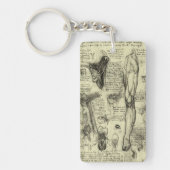 レオナルドダヴィンチヴィンテージヒト解剖学的喉頭脚 キーホルダー (正面)