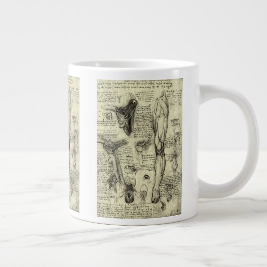 レオナルドダヴィンチヴィンテージヒト解剖学的喉頭脚 ジャンボコーヒーマグカップ (右)