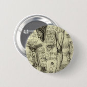 レオナルドダヴィンチヴィンテージヒト解剖学的喉頭脚 缶バッジ (正面&裏面)