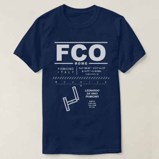 レオナルドダヴィンチ – フィウミチーノエアポートFCO Tシャツ (デザイン正面)
