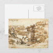 レオナルドヴィンチ – サンタマリアの風景スケッチ ポストカード (正面/裏面)