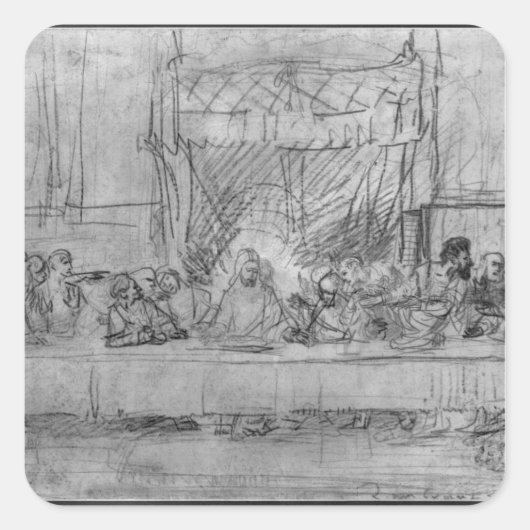 レオナルド・ダのフレスコ画の後の最後の晩餐 スクエアシール (正面)