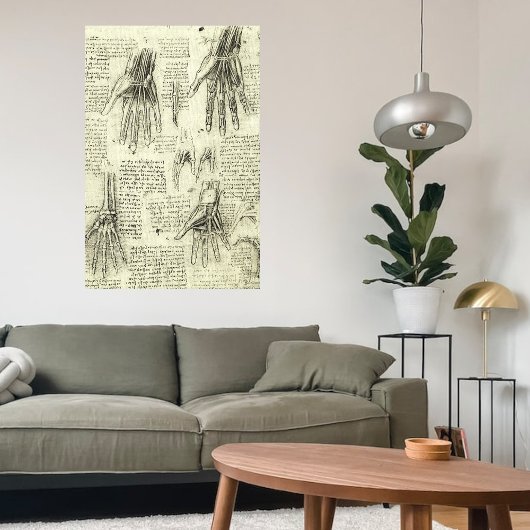 レオナルド・ダ・ヴィンチによる人間の手の解剖学 キャンバスプリント