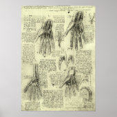 レオナルド・ダ・ヴィンチによる人間の手の解剖学 ポスター (正面)