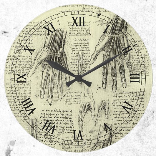 レオナルド・ダ・ヴィンチによる人間の手の解剖学 ラージ壁時計