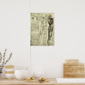 レオナルド・ダ・ヴィンチによる人間の解剖学的男性筋肉 ポスター (キッチン)