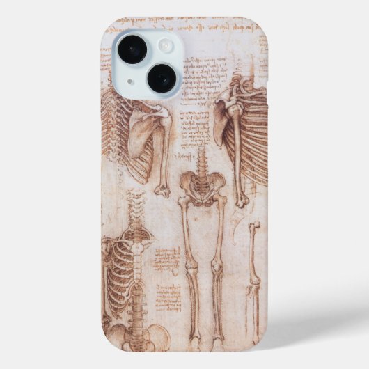 レオナルド・ダ・ヴィンチによる人間の解剖学的骨格の骨 Case-Mate iPhoneケース (裏面)