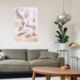 レオナルド・ダ・ヴィンチによる人間の解剖学足の骨 ポスター