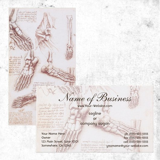 レオナルド・ダ・ヴィンチによる人間の解剖学、足骨格 名刺