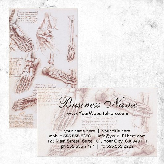 レオナルド・ダ・ヴィンチによる人間の解剖学、足骨格 名刺