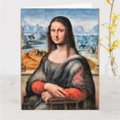 レオナルド・ダ・ヴィンチによる有名な絵画、モナ・リザ カード (黄色い花)