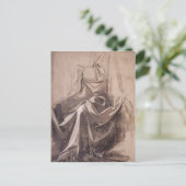 レオナルド・ダ・ヴィンチによる着席姿用のドレープ ポストカード (スタンド正面)