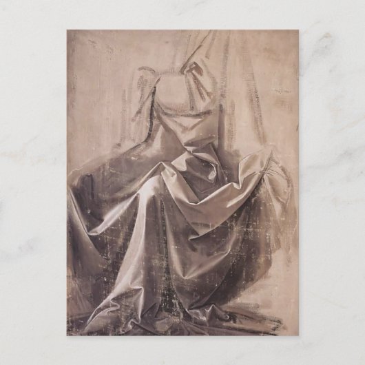 レオナルド・ダ・ヴィンチによる着席姿用のドレープ ポストカード (正面)