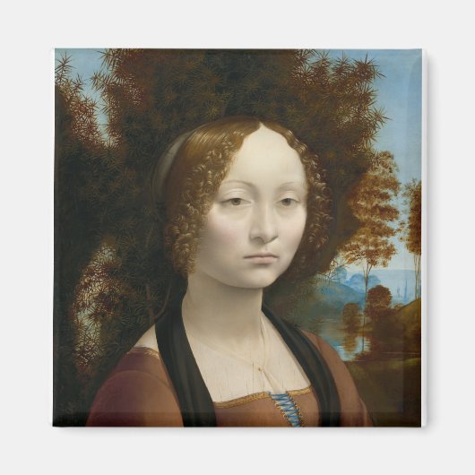 レオナルド・ダ・ヴィンチによるGinevra de Benci マグネット (正面)