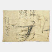 レオナルド・ダ・ヴィンチのウィング飛んでいる・オン・マシン・スケッチ キッチンタオル (横)